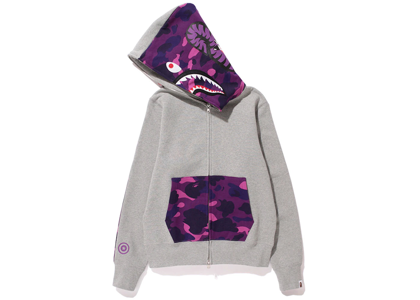 BAPE Color Camo NW20 Full Zip Shark Hoodie Grey/Purple