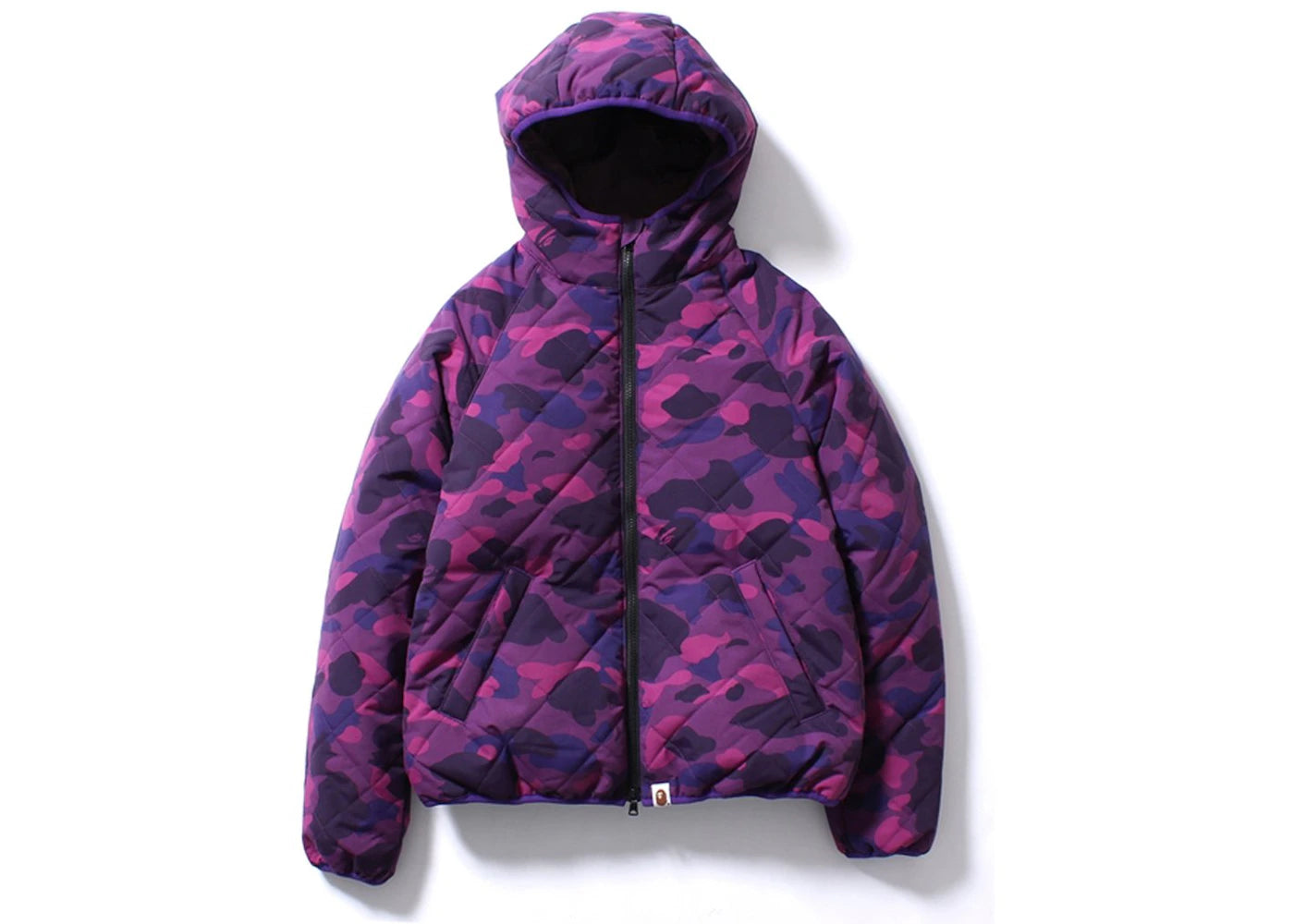 BAPE Color Camo Reversible Down Hoodie Jacket Ap Purple