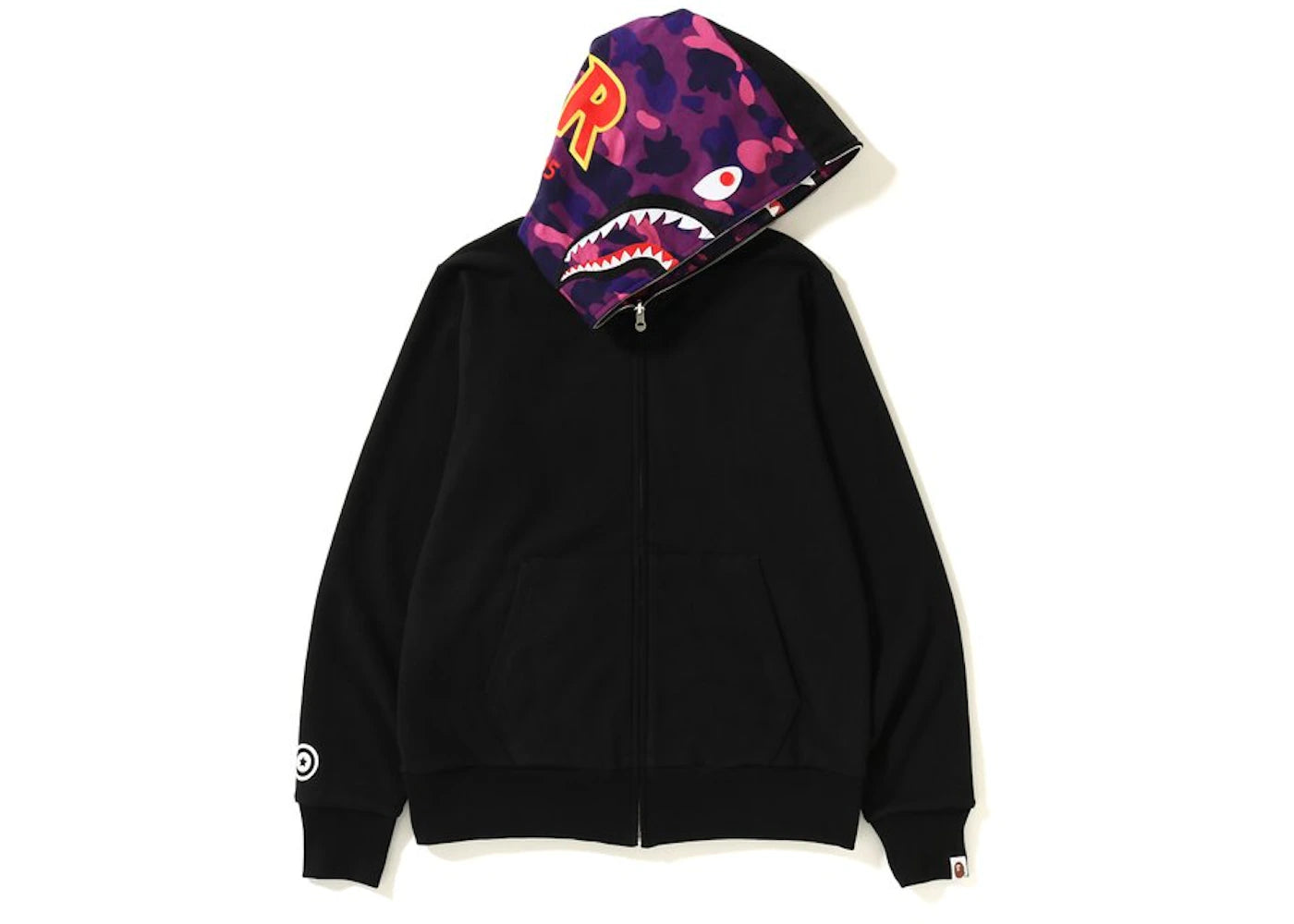 BAPE Color Camo Reversible PONR Shark Full Zip Hoodie Black/Purple