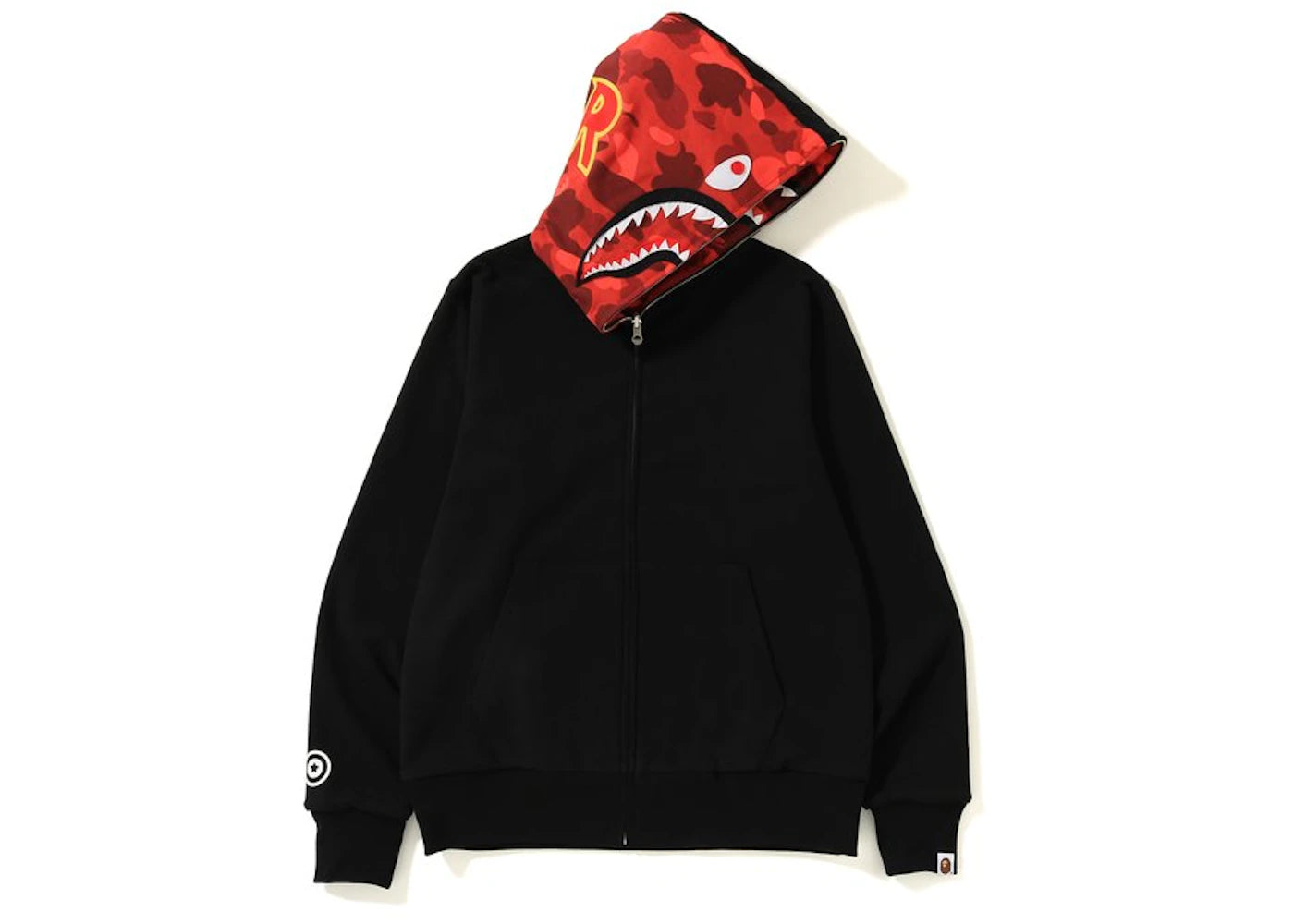 BAPE Color Camo Reversible PONR Shark Full Zip Hoodie Black/Red