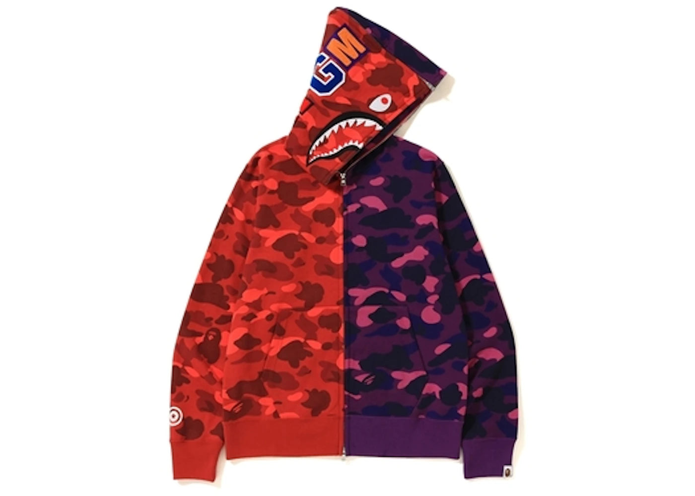 BAPE Color Camo Separate Shark Full Zip Hoodie Red/Purple