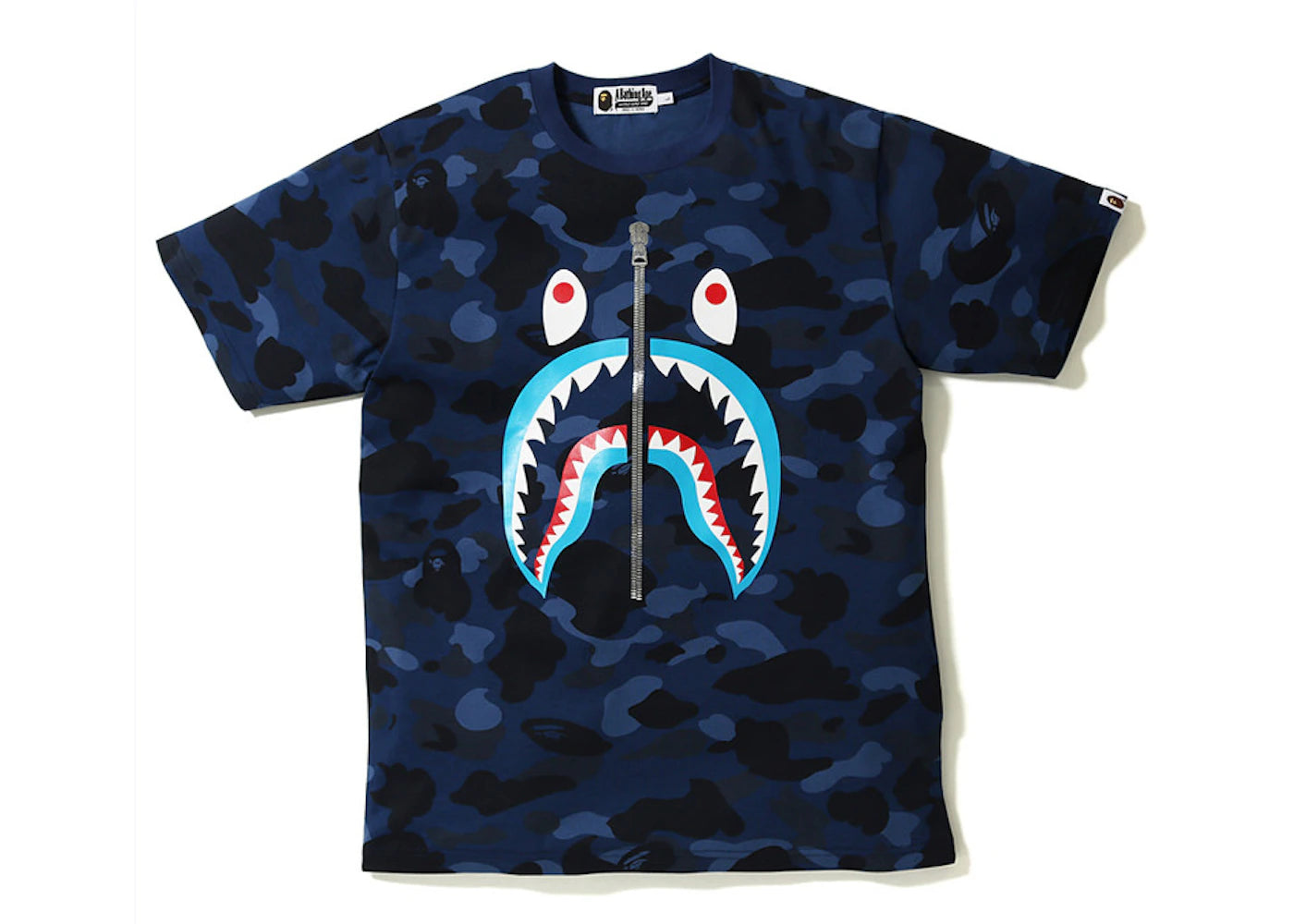 BAPE Color Camo Shark Blue Mouth Tee Navy
