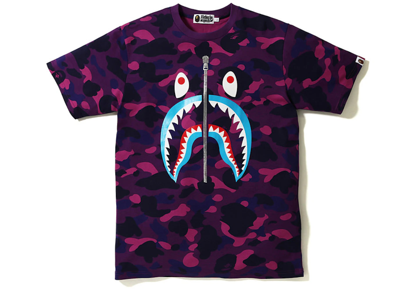 BAPE Color Camo Shark Blue Mouth Tee Purple