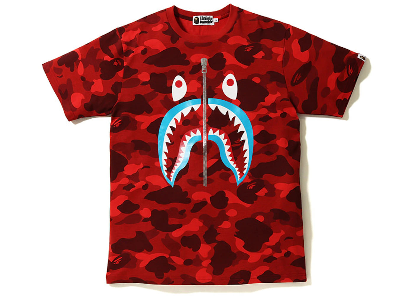 BAPE Color Camo Shark Blue Mouth Tee Red