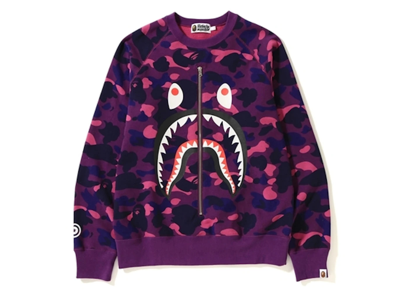 BAPE Color Camo Metal Zip Shark Crewneck Purple