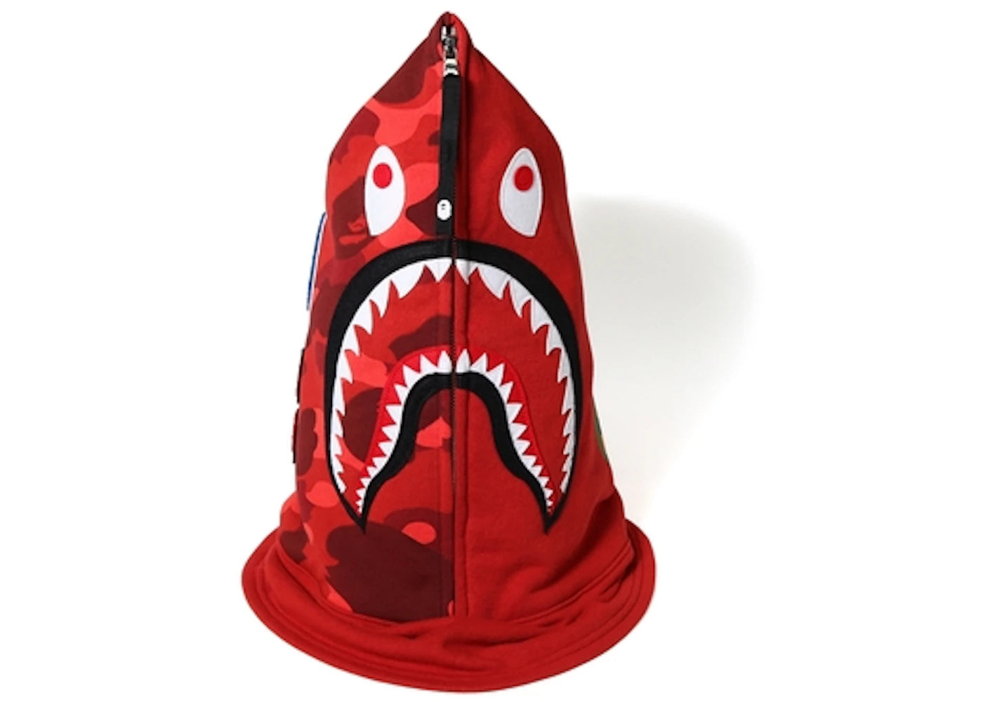 BAPE Color Camo Shark Face Mask Red