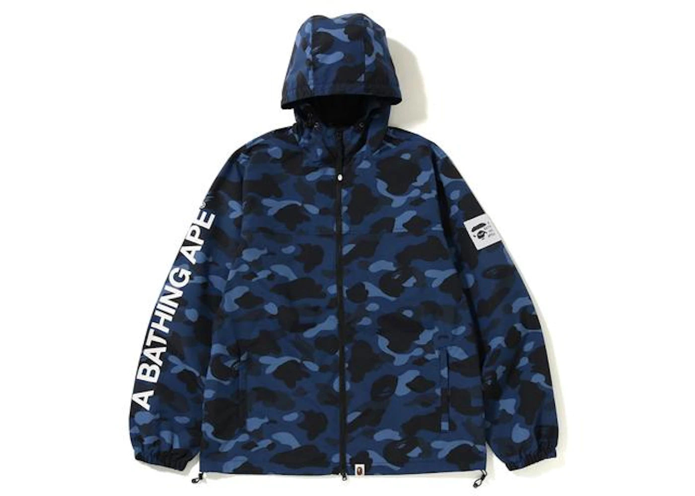 BAPE Color Camo Shark Hoodie Down Jacket Navy