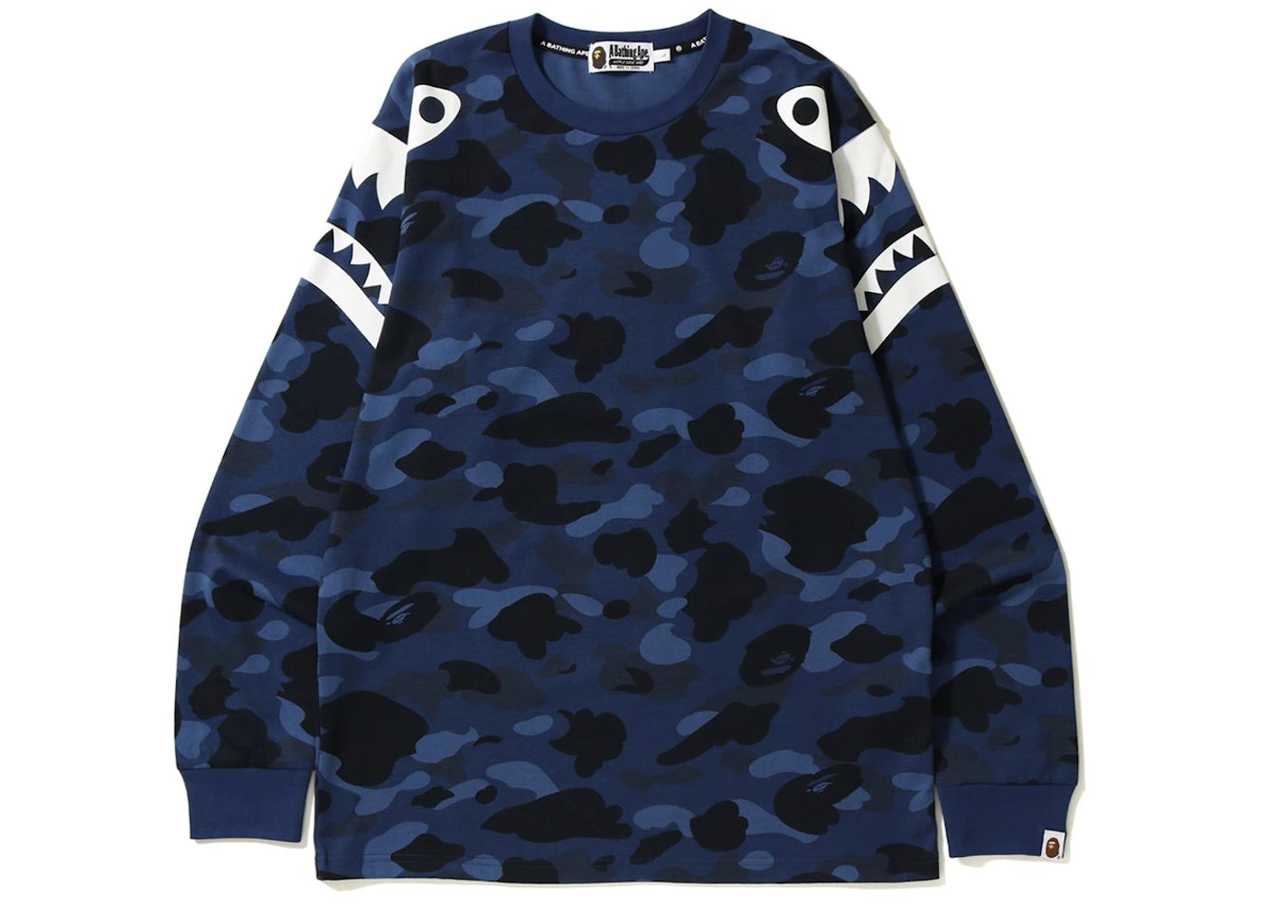 BAPE Color Camo Shark Shoulder Long Sleeve Tee Blue