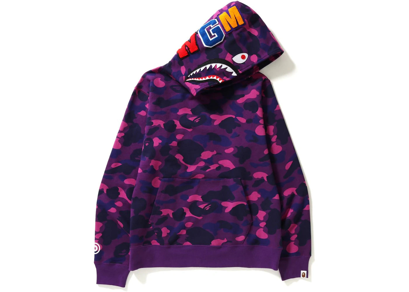 BAPE Color Camo Shark Wide Pullover Hoodie Purple