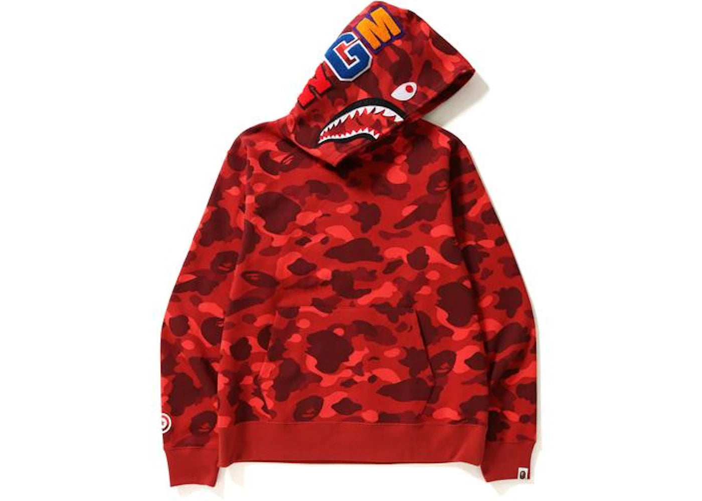 BAPE Color Camo Shark Wide Pullover Hoodie Red