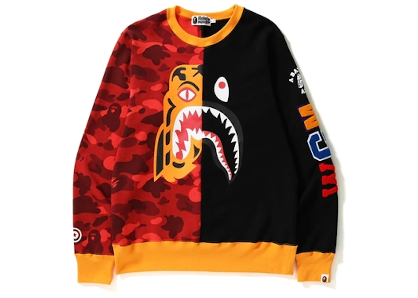 BAPE Color Camo Tiger Shark Crewneck Red
