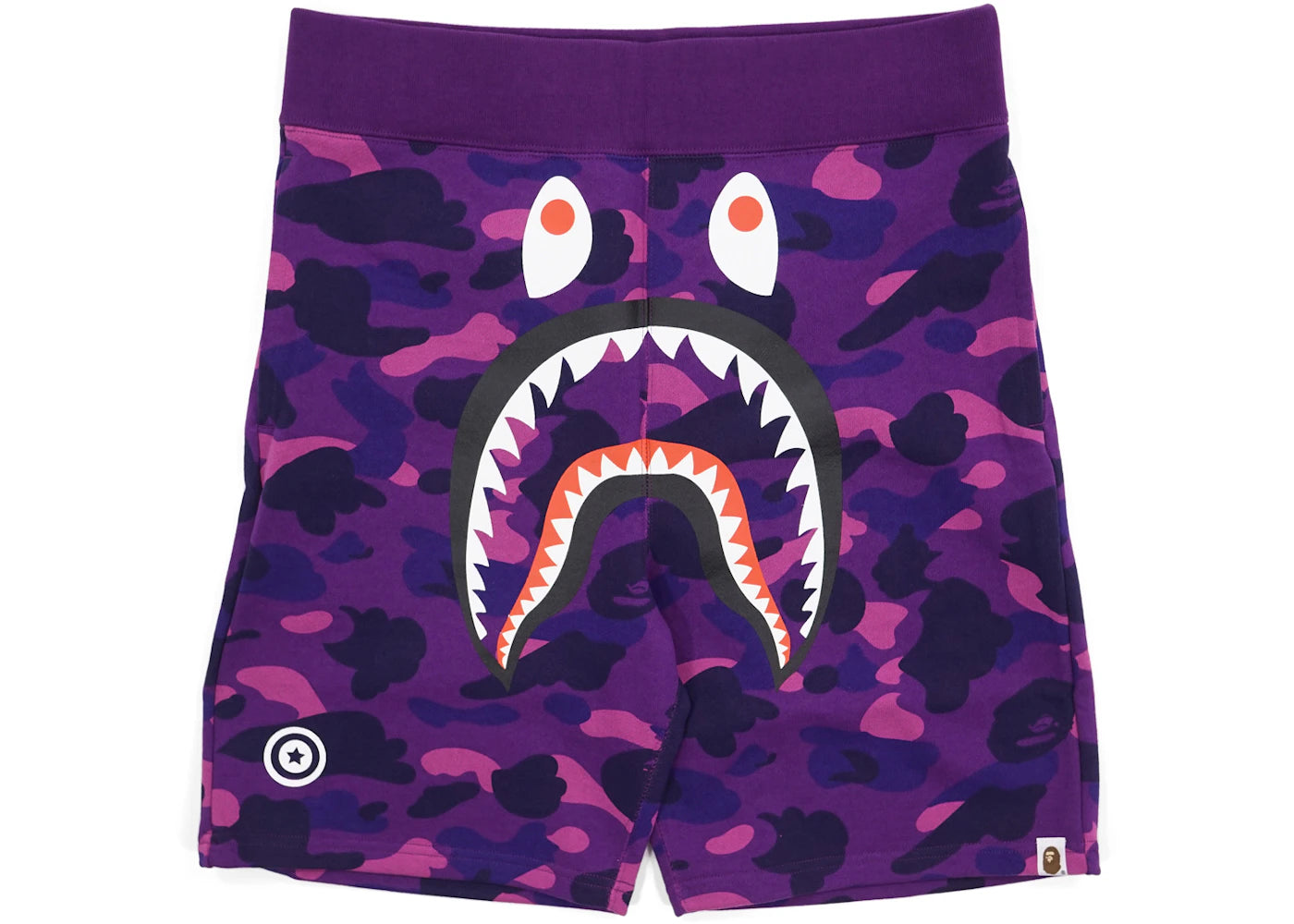 BAPE Color Camo WGM Print Shark Sweatshorts Purple