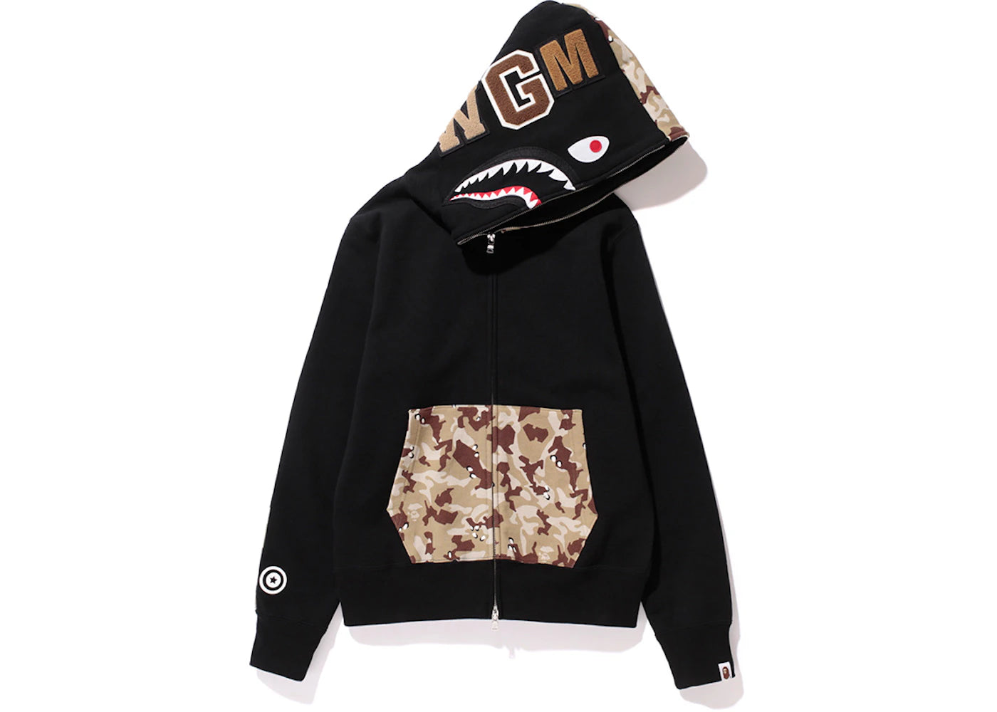 BAPE Desert Camo NW20 Full Zip Shark Hoodie Black/Tan