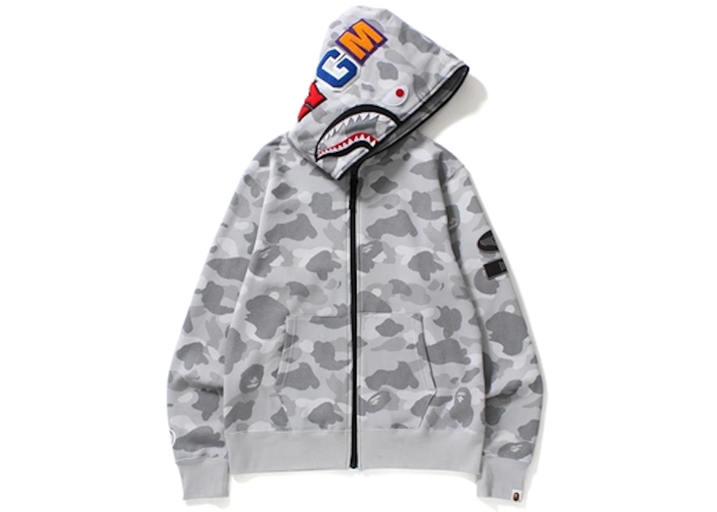 BAPE Dot Camo Shark Wide Full Zip Hoodie Gray