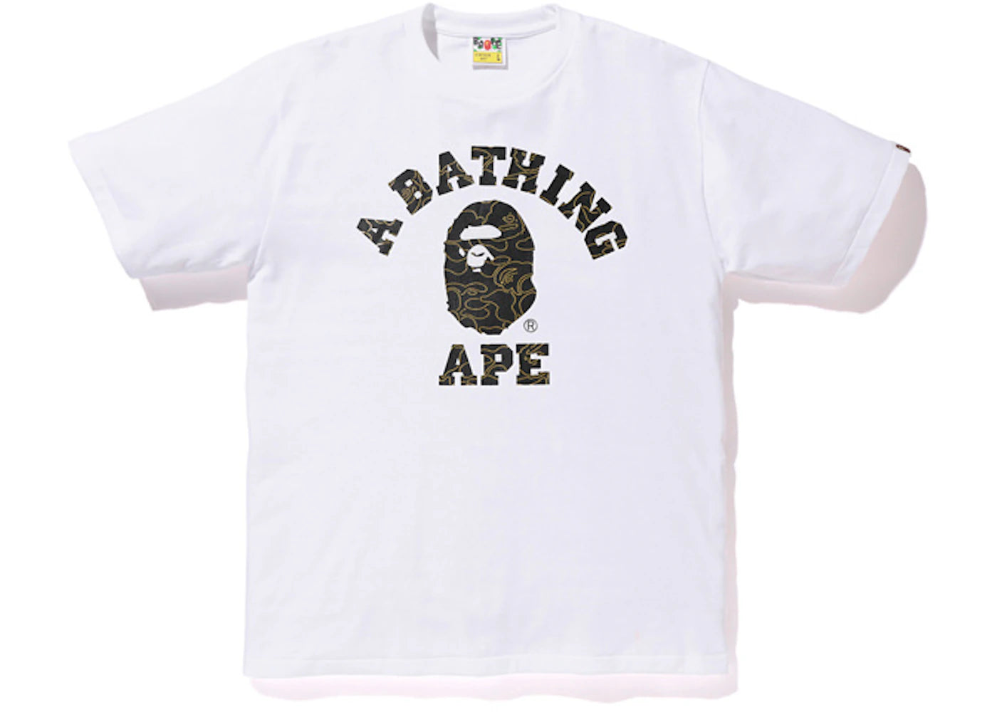 BAPE Foil Neon Camo College Tee White/Gold