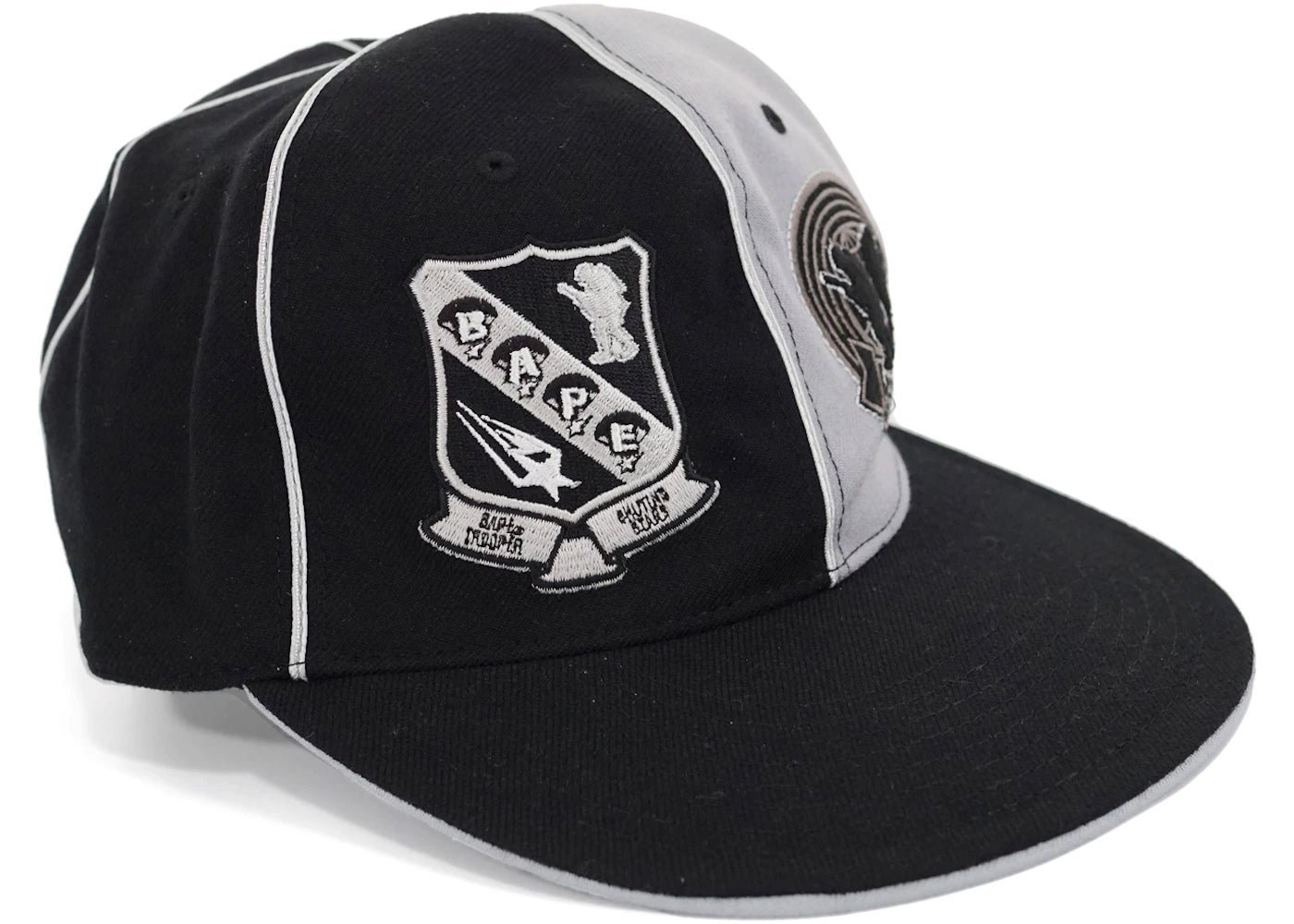 BAPE Footsoldier Emblem Wool 6 Panel Fitted Cap Black/Grey