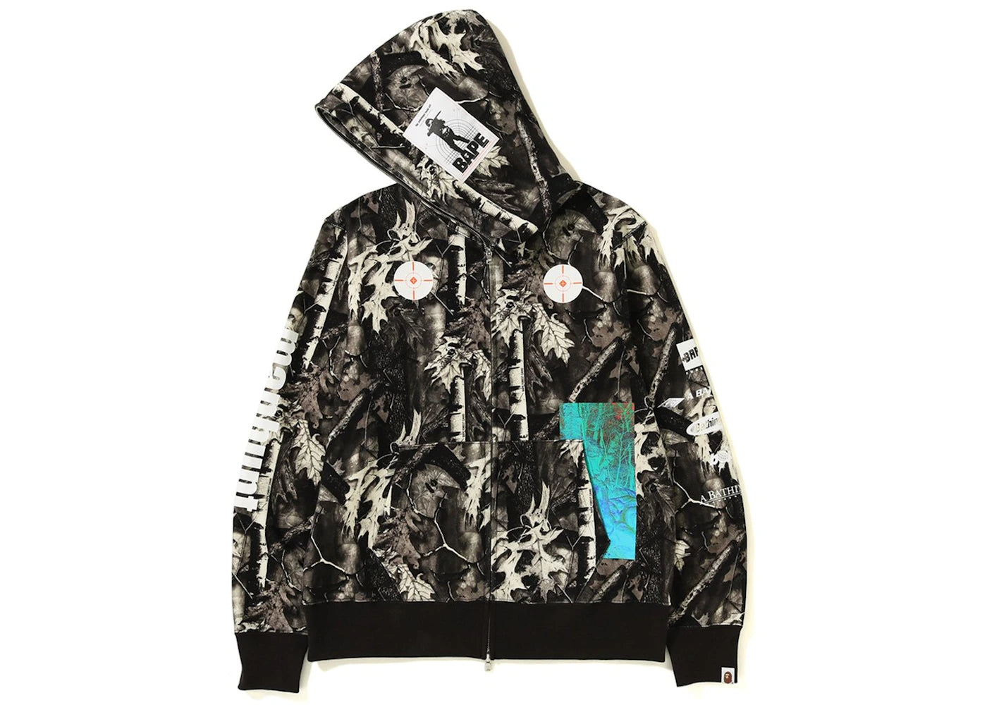 BAPE Forest Camo Wide Full Zip Hoodie Black