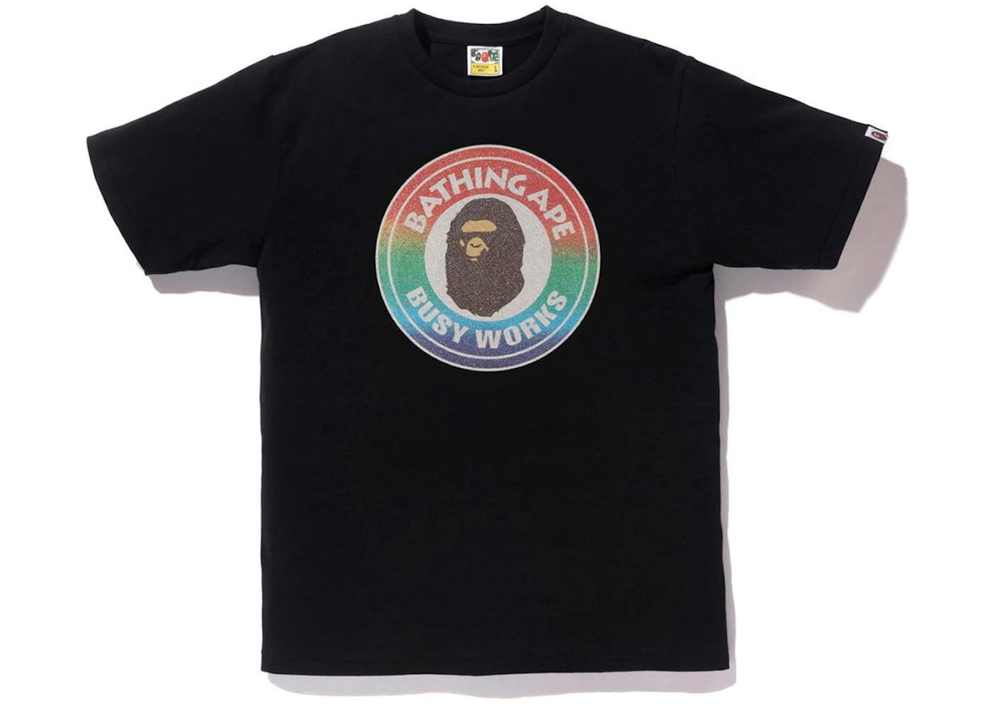 BAPE Glass Beads Rainbow Busy Works Tee Black