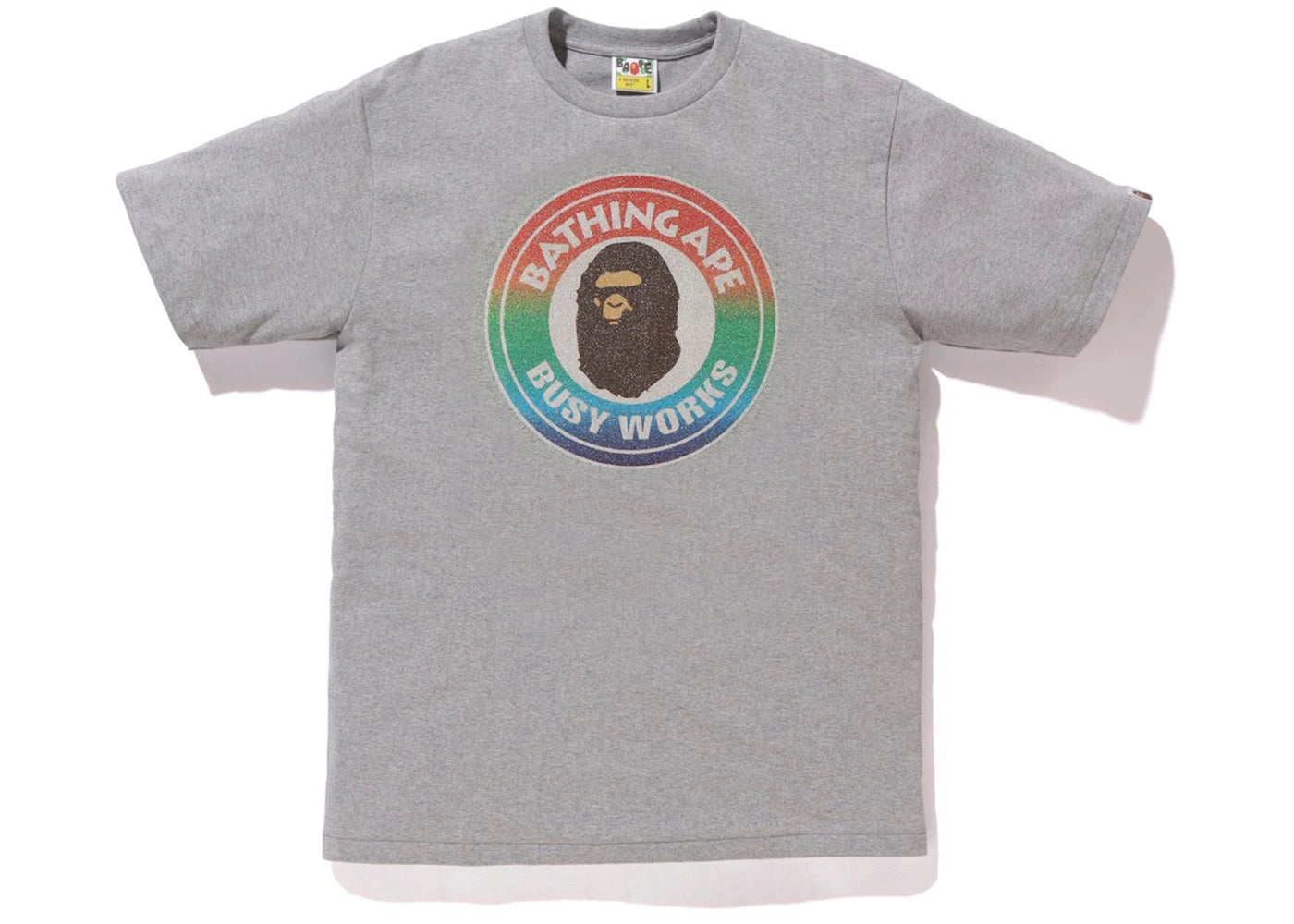 BAPE Glass Beads Rainbow Busy Works Tee Grey