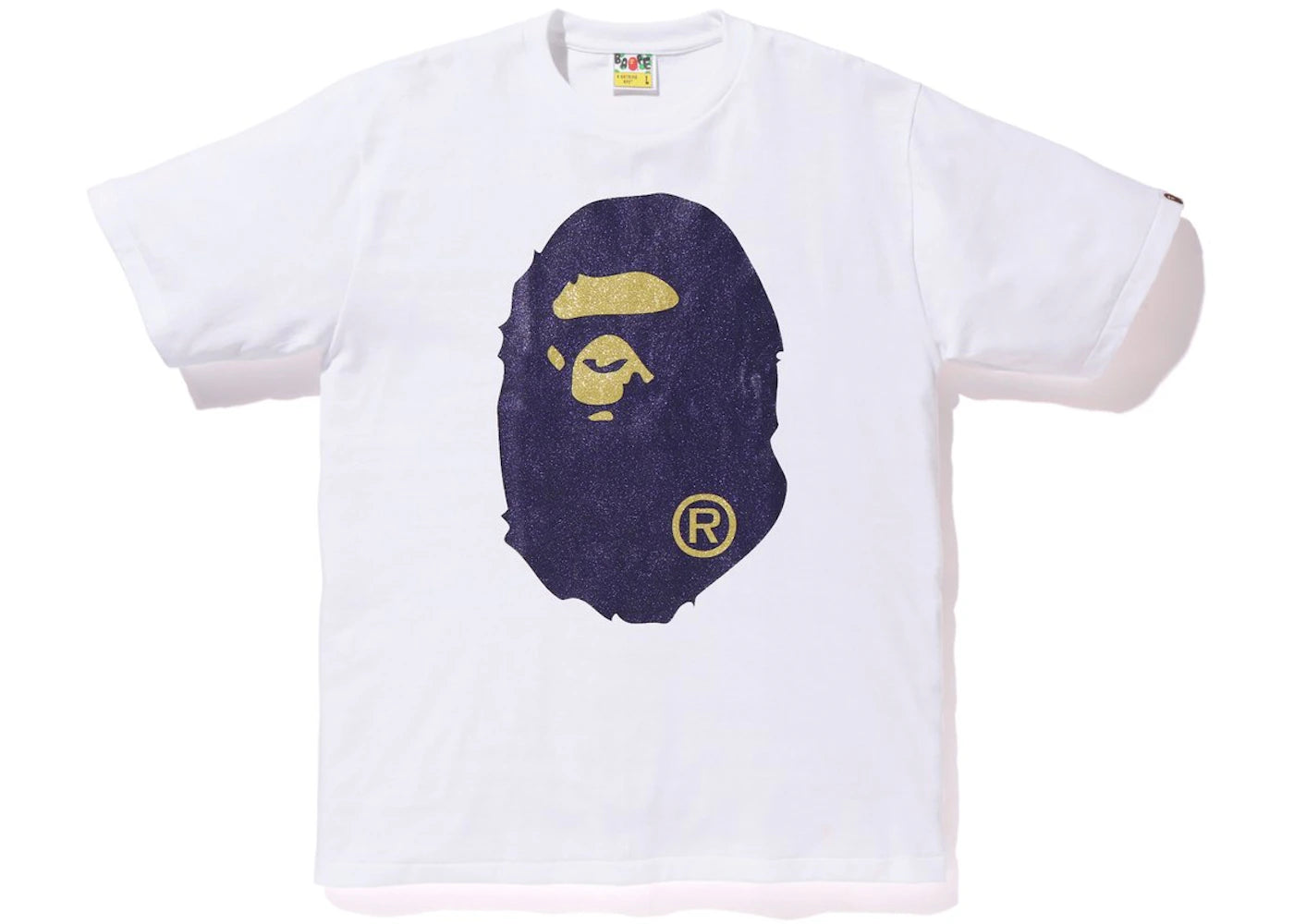 BAPE Glitter Big Ape Head Tee White/Purple