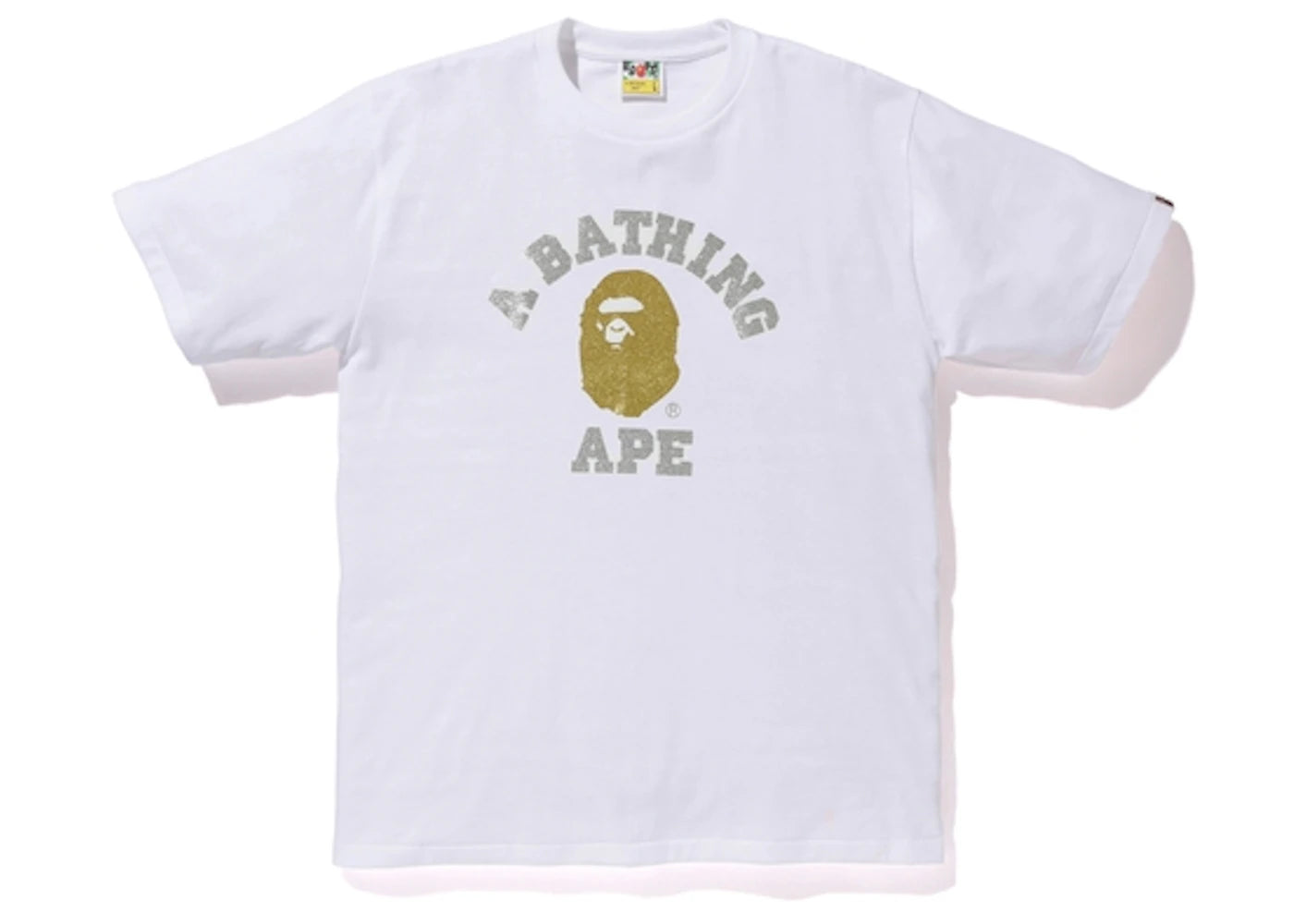 BAPE Glitter College Tee White/Gold