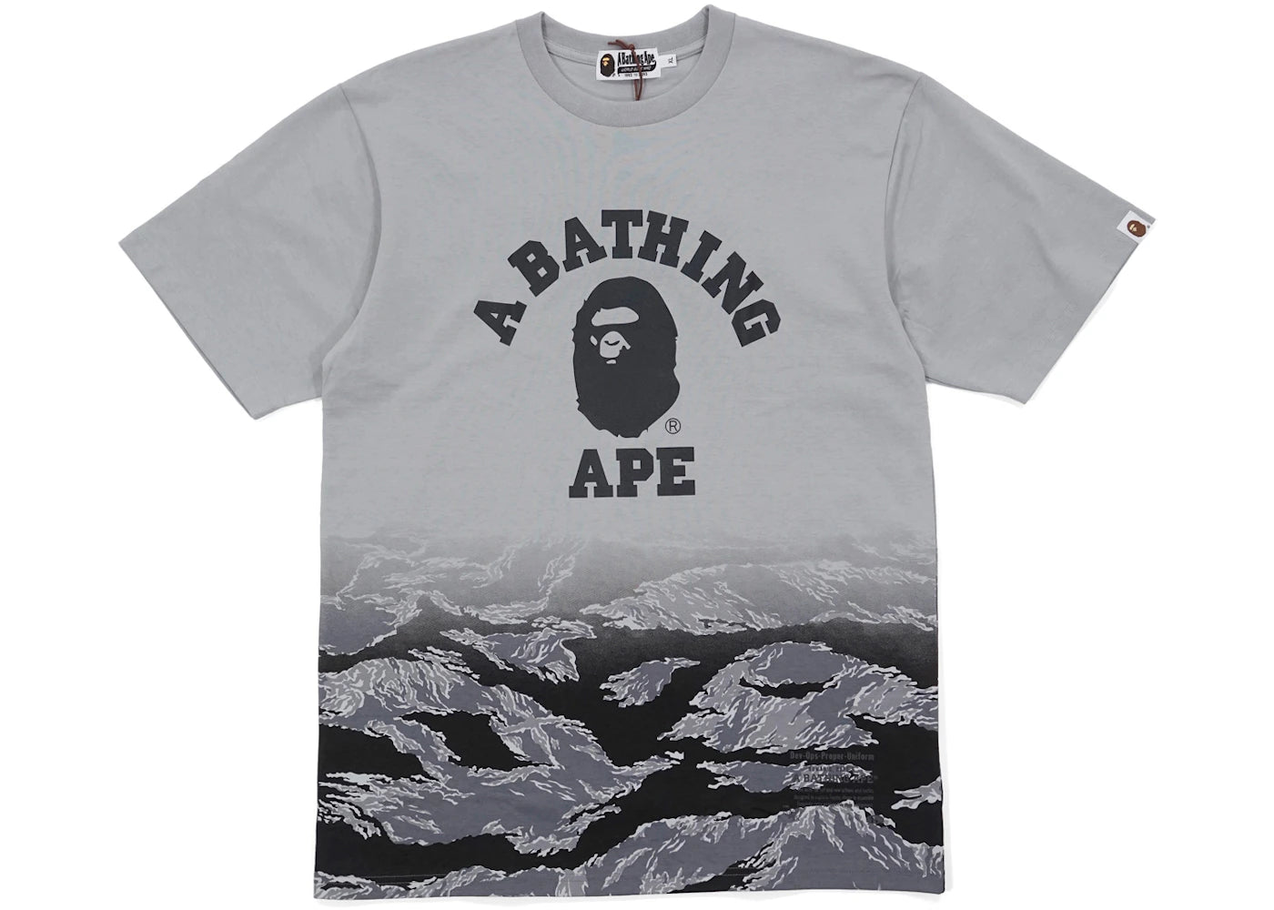 BAPE Gradient Tiger Camo College Logo Tee Grey/Black