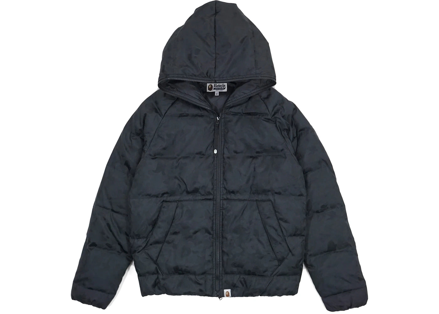 BAPE Jacquard Camo Full Zip Nylon Down Jacket Black