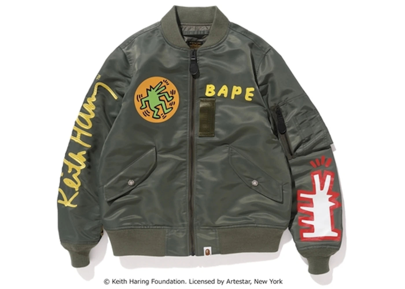 BAPE Keith Haring Light Weight Ma-1 Olive Drab