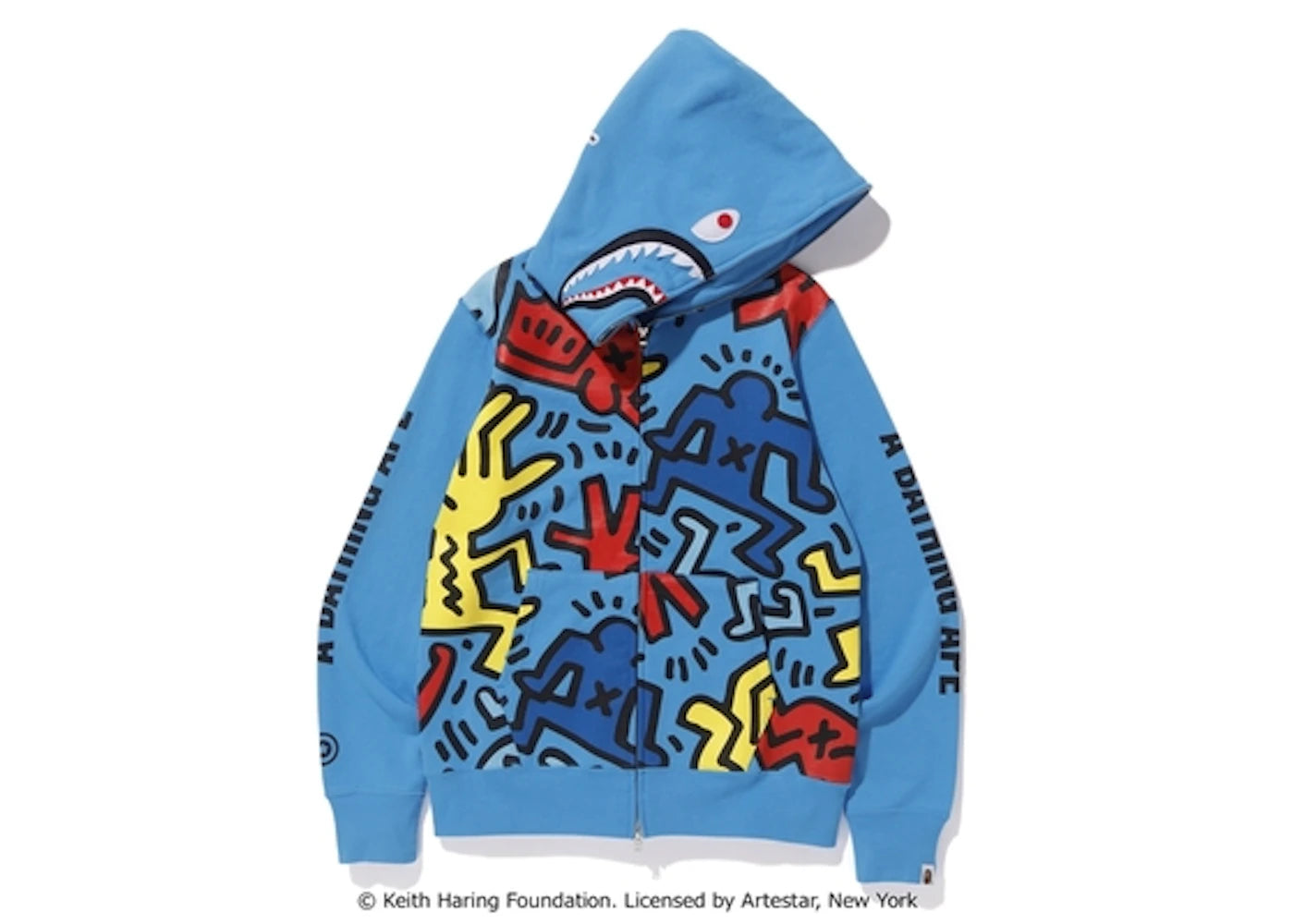 BAPE Keith Haring Shark Full Zip Hoodie 1 Blue