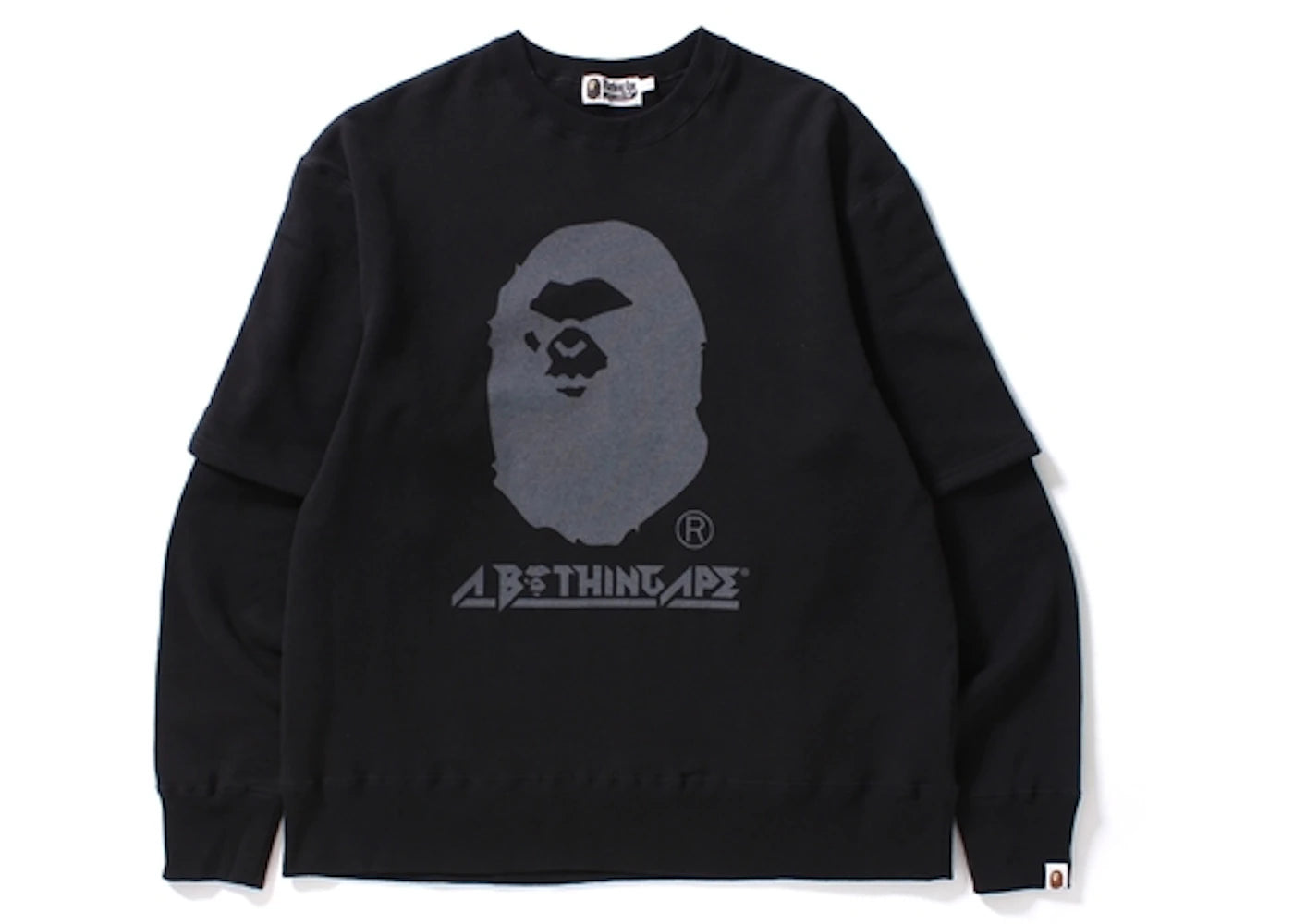 BAPE Layered Sleeve Over Sized Crewneck Black