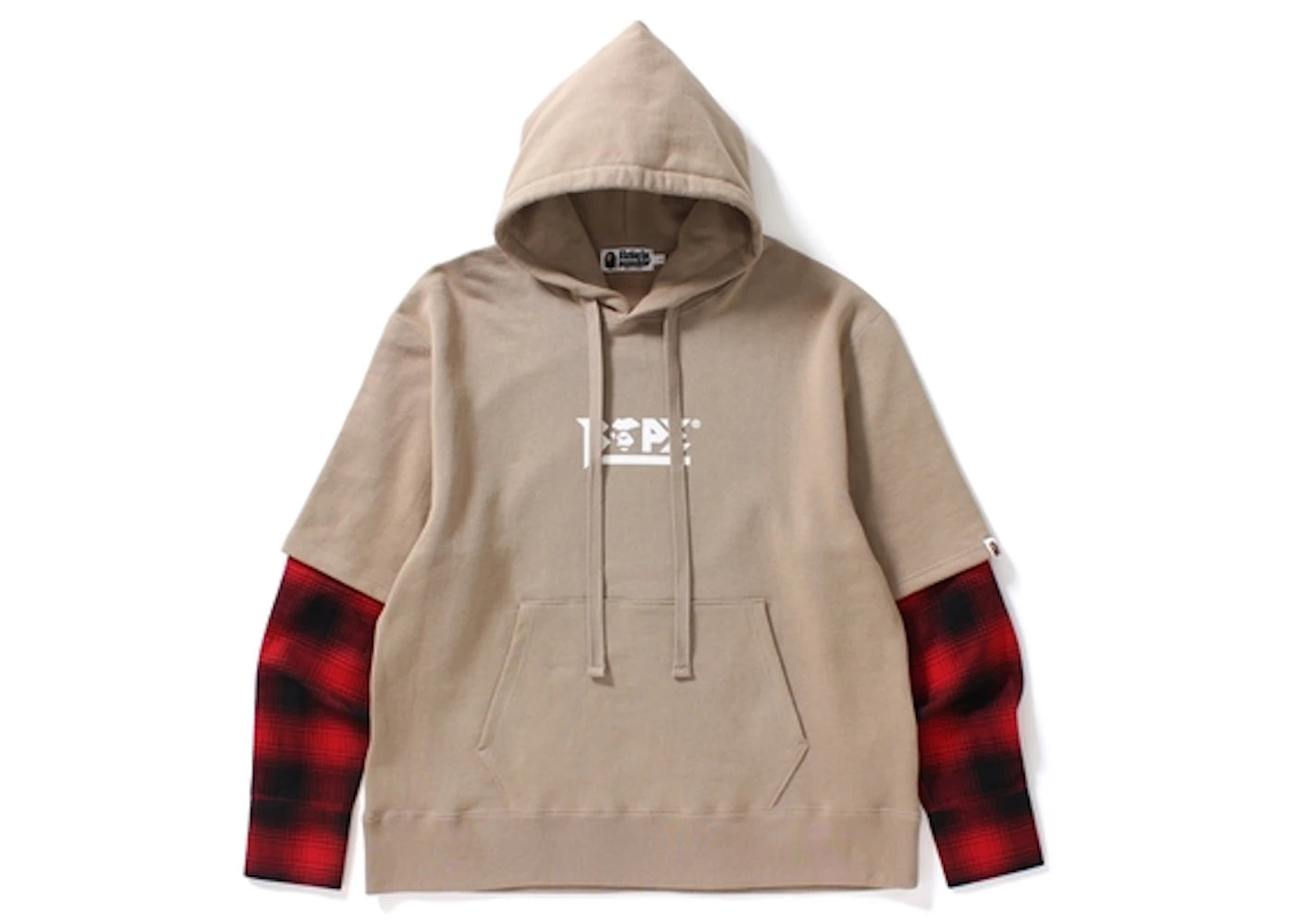 BAPE Layered Sleeve Wide Pullover Hoodie Beige