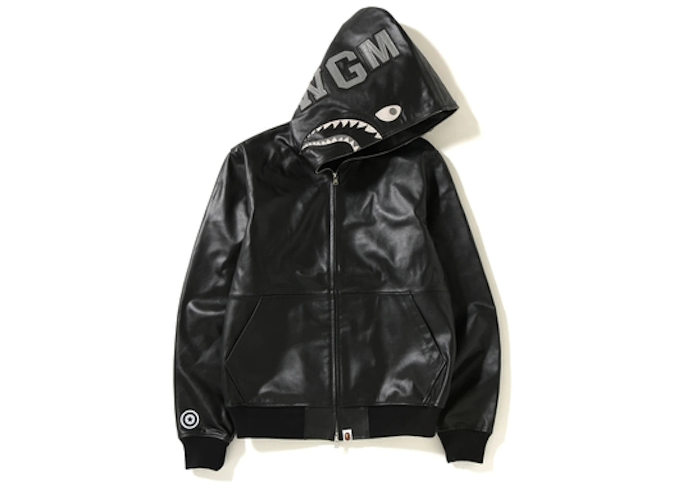 BAPE Leather Shark Hoodie Jacket Black