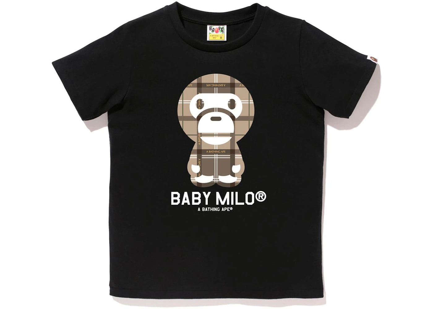 BAPE Logo Check Baby Milo Tee Black/Beige