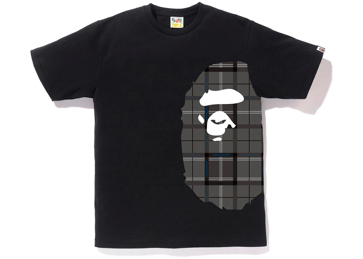 BAPE Logo Check Side Big Ape Head Tee Black/Black