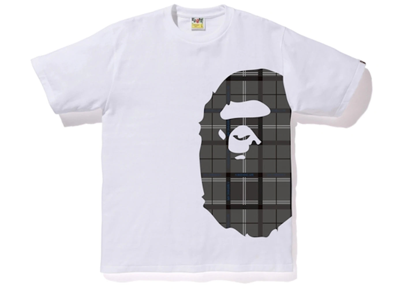 BAPE Logo Check Side Big Ape Head Tee Whtie/Black