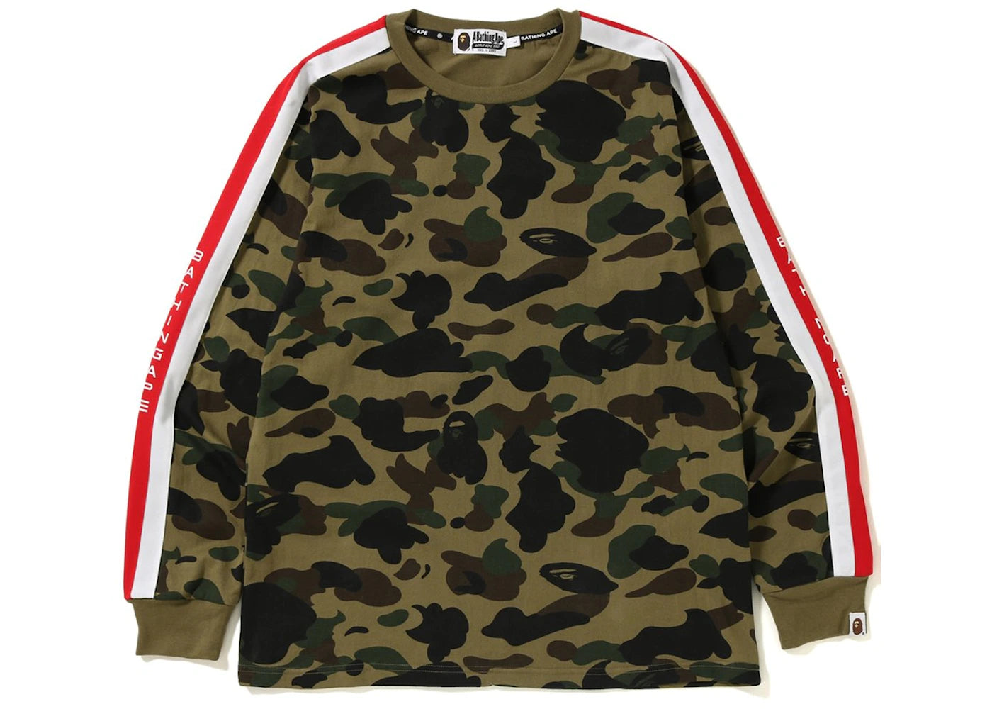 BAPE Logo Tape 1st Camo Long Sleeve Tee Green