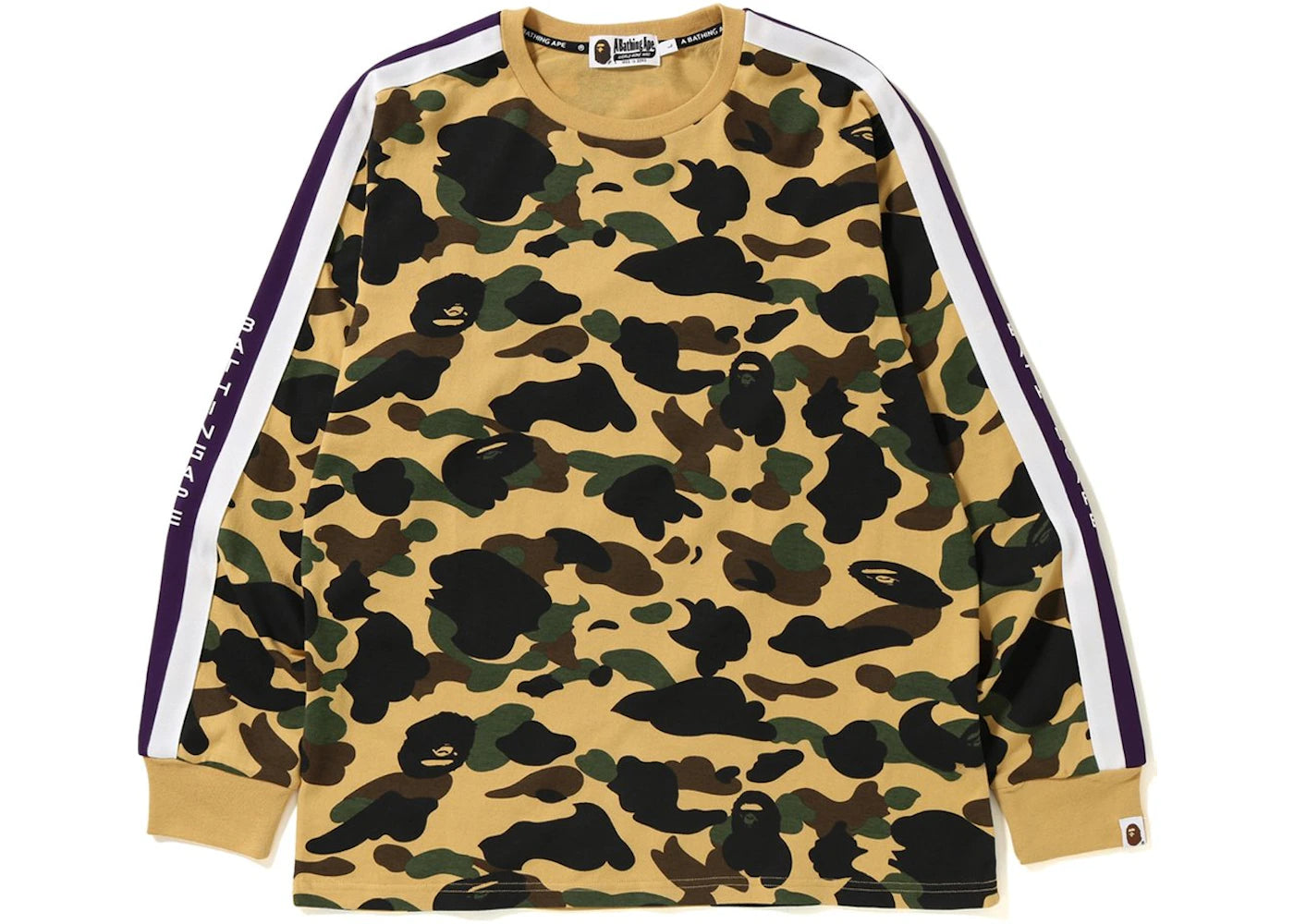 BAPE Logo Tape 1st Camo Long Sleeve Tee Yellow