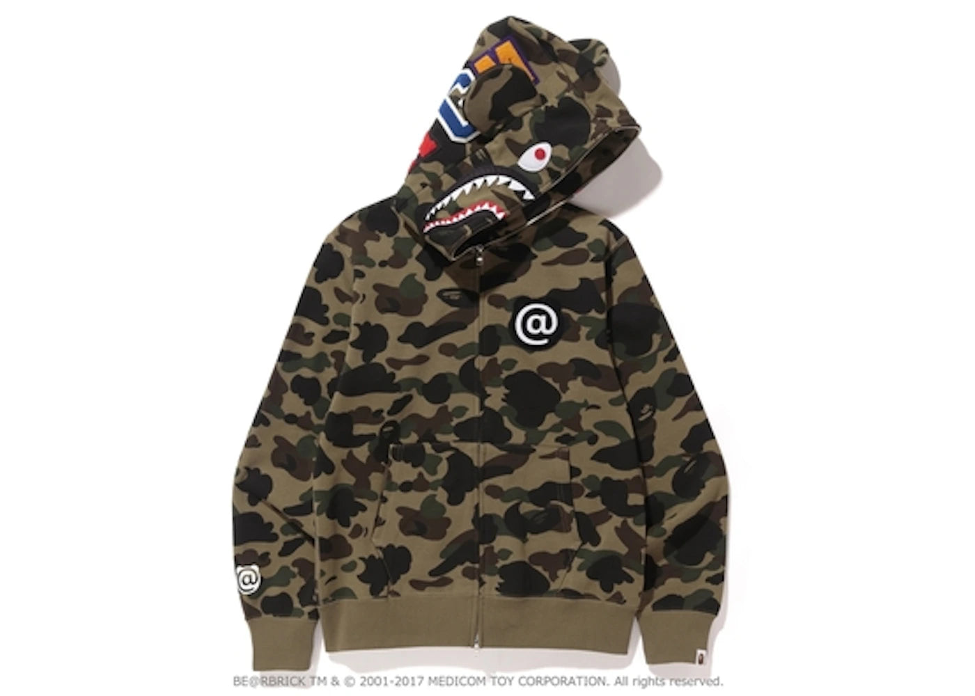 BAPE Medicom Toy 1st Camo Shark Bear Full Zip Hoodie Green