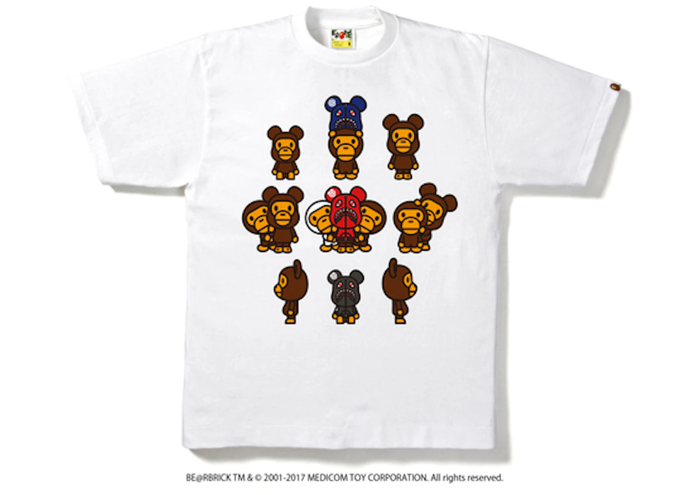 BAPE Medicom Toy Bearbrick Milo Shark Tee White/Brown