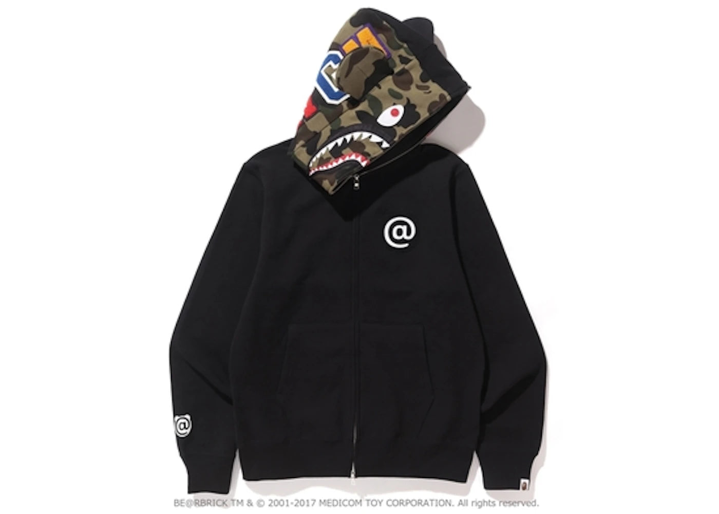 BAPE Medicom Toyshark Bear Full Zip Hoodie Black