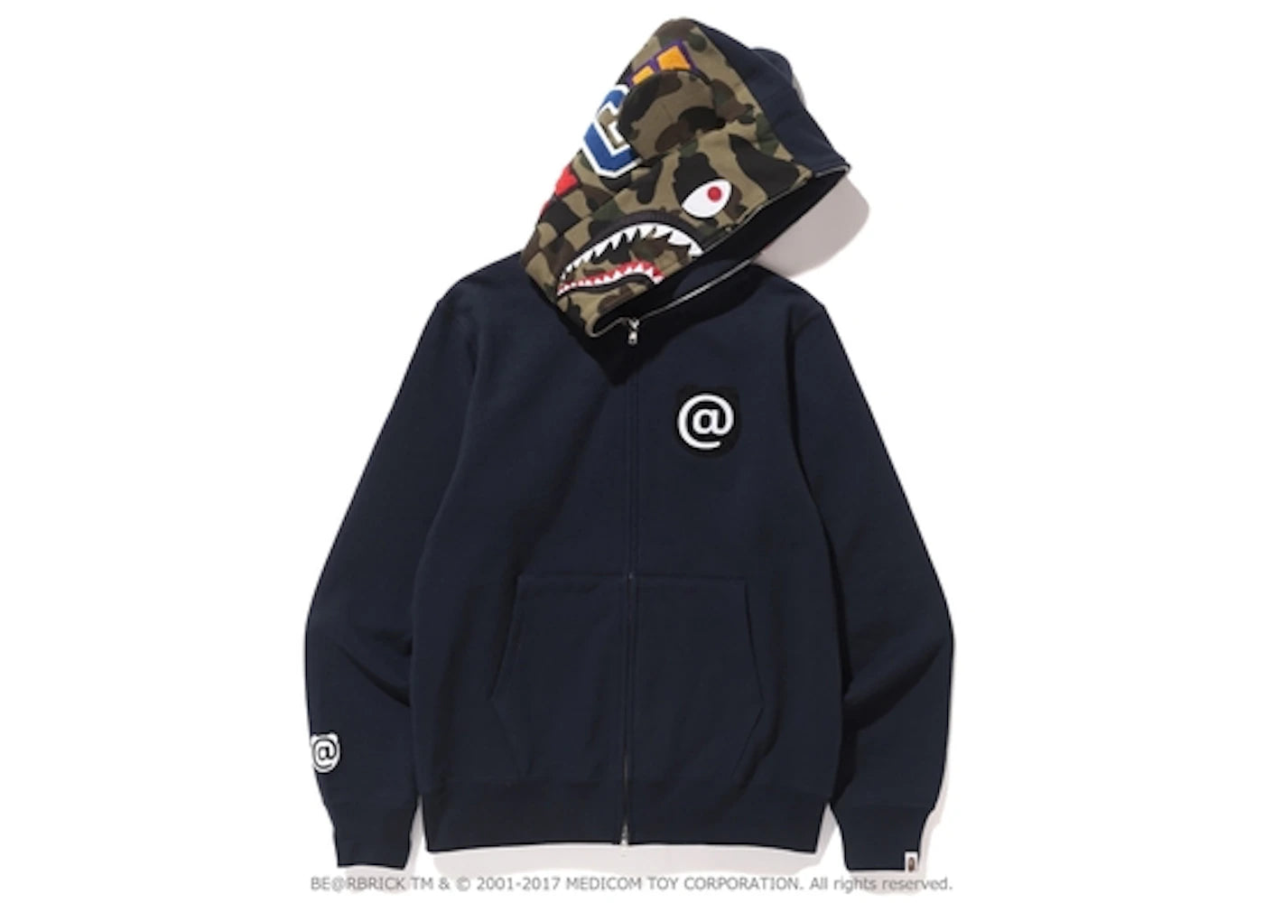 BAPE Medicom Toyshark Bear Full Zip Hoodie Navy