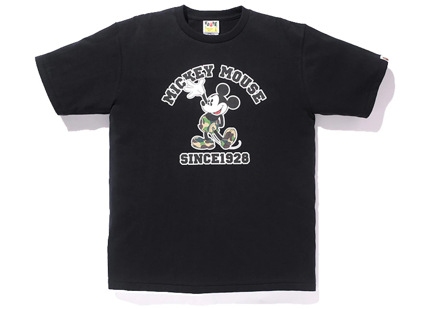 BAPE X Disney Mickey Mouse College Logo Tee China Exclusive Black