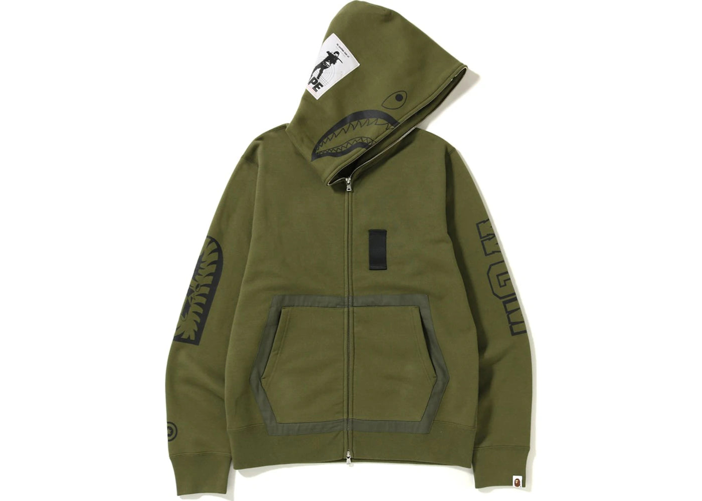 BAPE Military Shark Full Zip Hoodie Olive