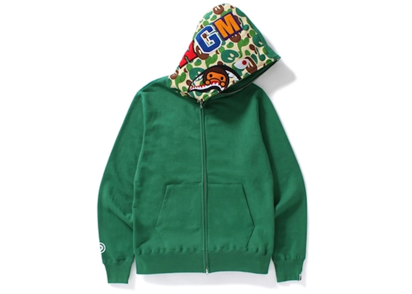 BAPE Milo Camo Milo Shark Full Zip Hoodie Green