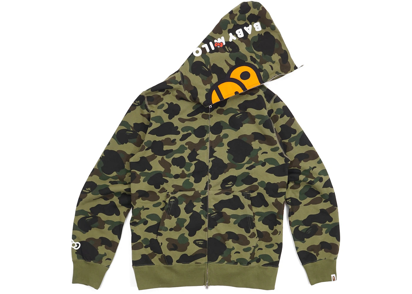 BAPE Sanrio Milo Hello Kitty Split Face 1st Camo Full Zip Hoodie Green