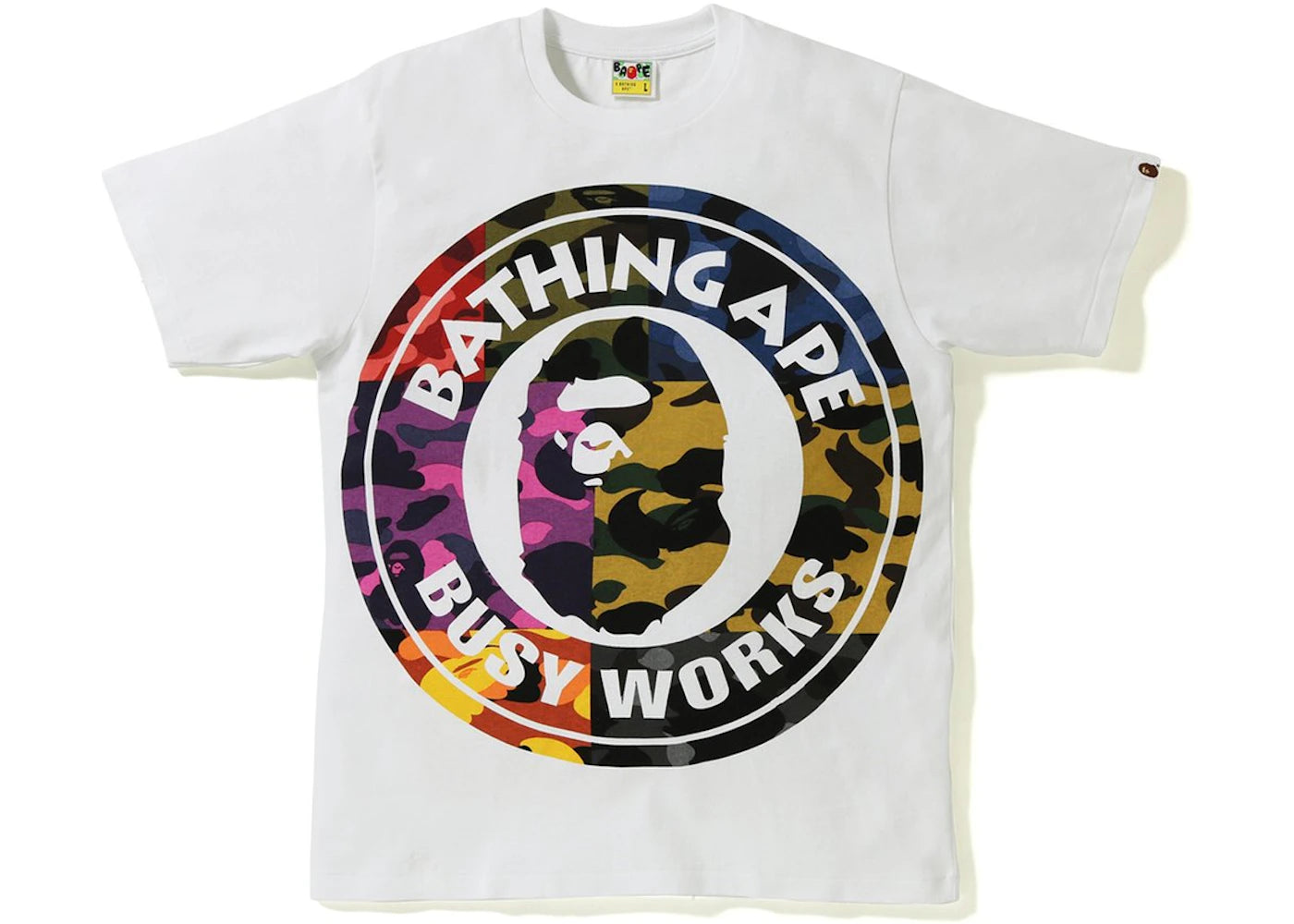 BAPE Mix Camo Big Busy Works Tee White