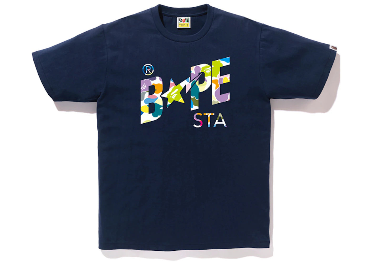 BAPE Multi Camo Bapesta Tee Navy