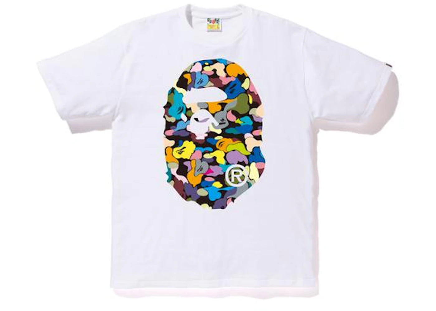 BAPE Multi Camo Big Ape Head Tee White/Black