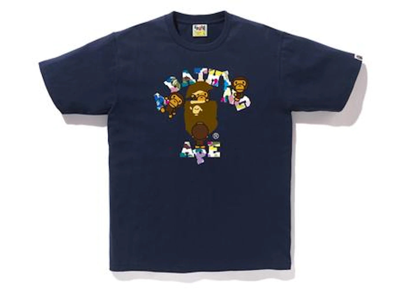 BAPE Multi Camo College Milo Tee Navy