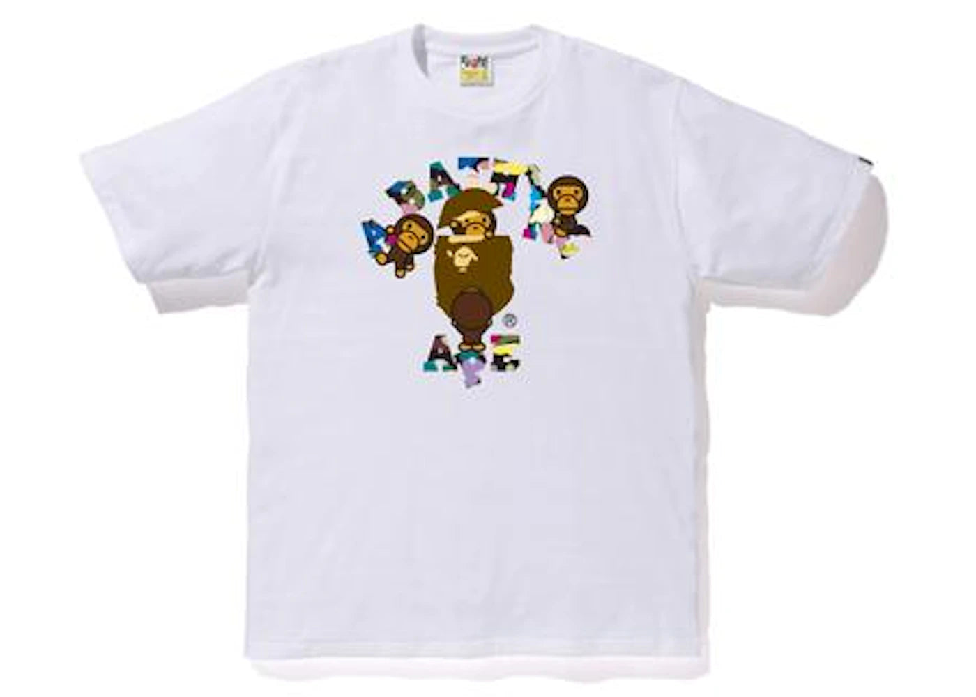 BAPE Multi Camo College Milo Tee White